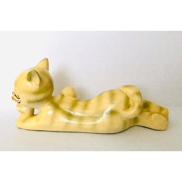 1946 Happy Cat Lying Down Lounging Anthropomorphic Resting Smiling 7.5" Yellow - Picture 5 of 12